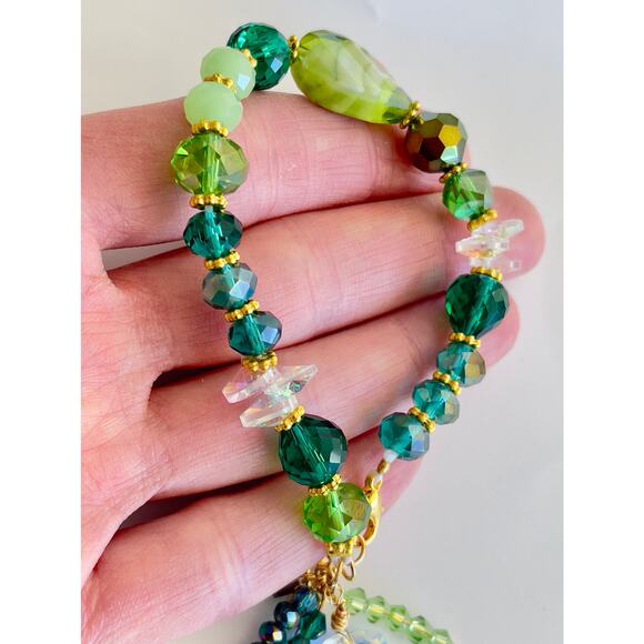 Green Swarovski Beaded Charm Bracelet - Picture 7 of 12